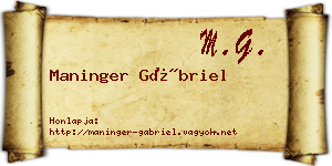 Maninger Gábriel névjegykártya